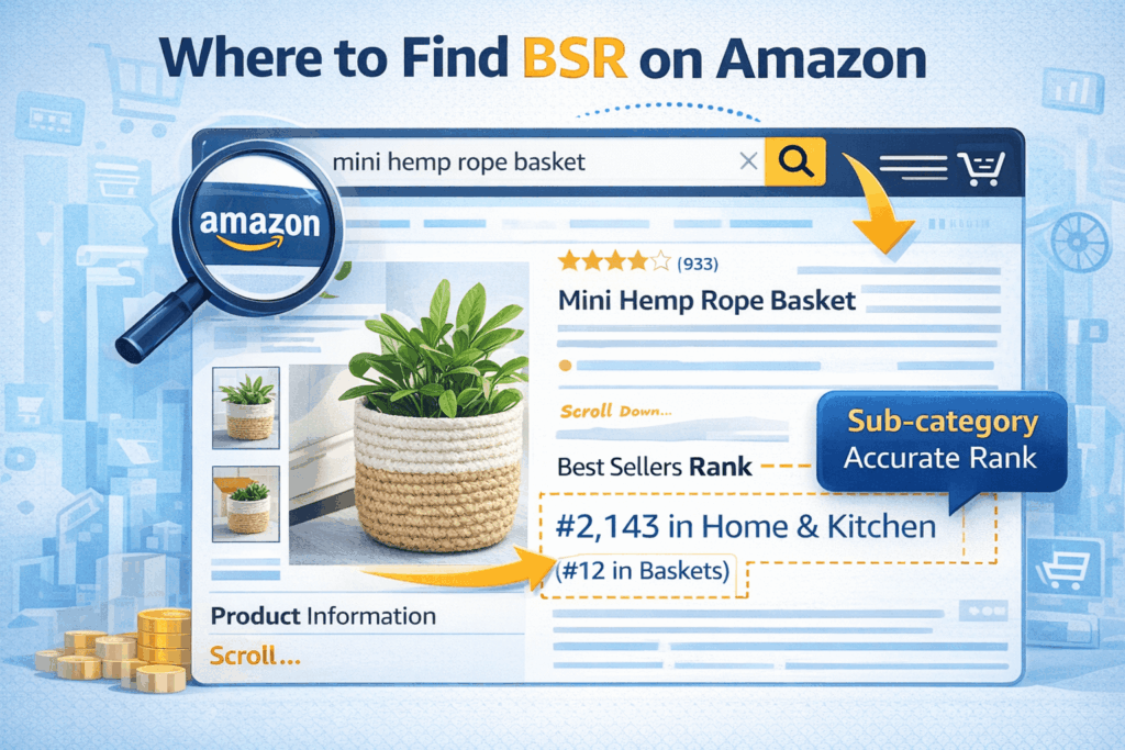 BSR hiển thị ở đâu trên Amazon?