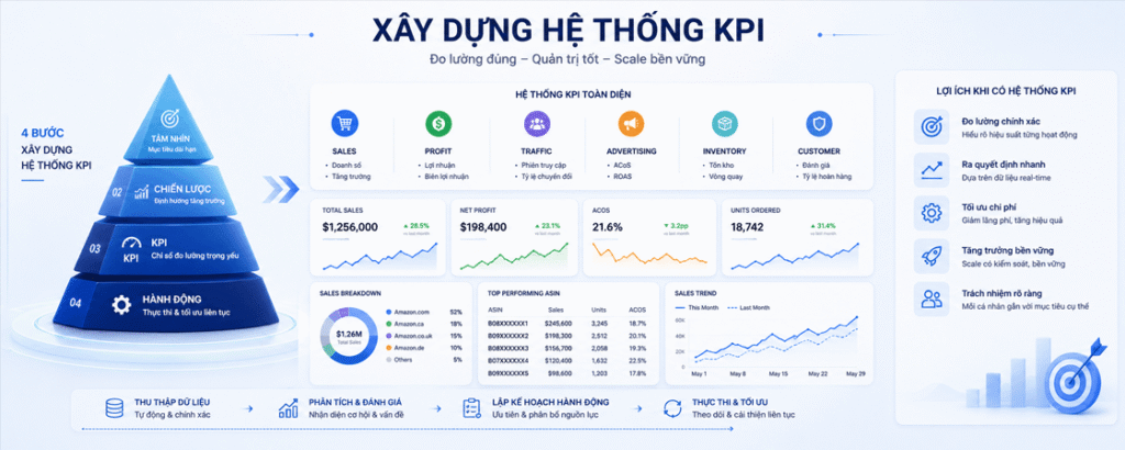 Dashboard KPI theo dõi tăng trưởng và lợi nhuận Amazon
