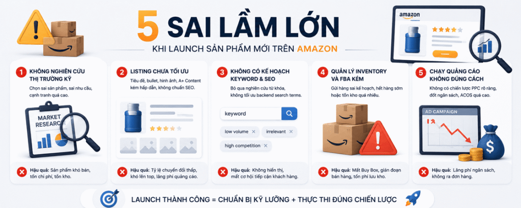 những sai lầm khi launch sản phẩm trên amazon
